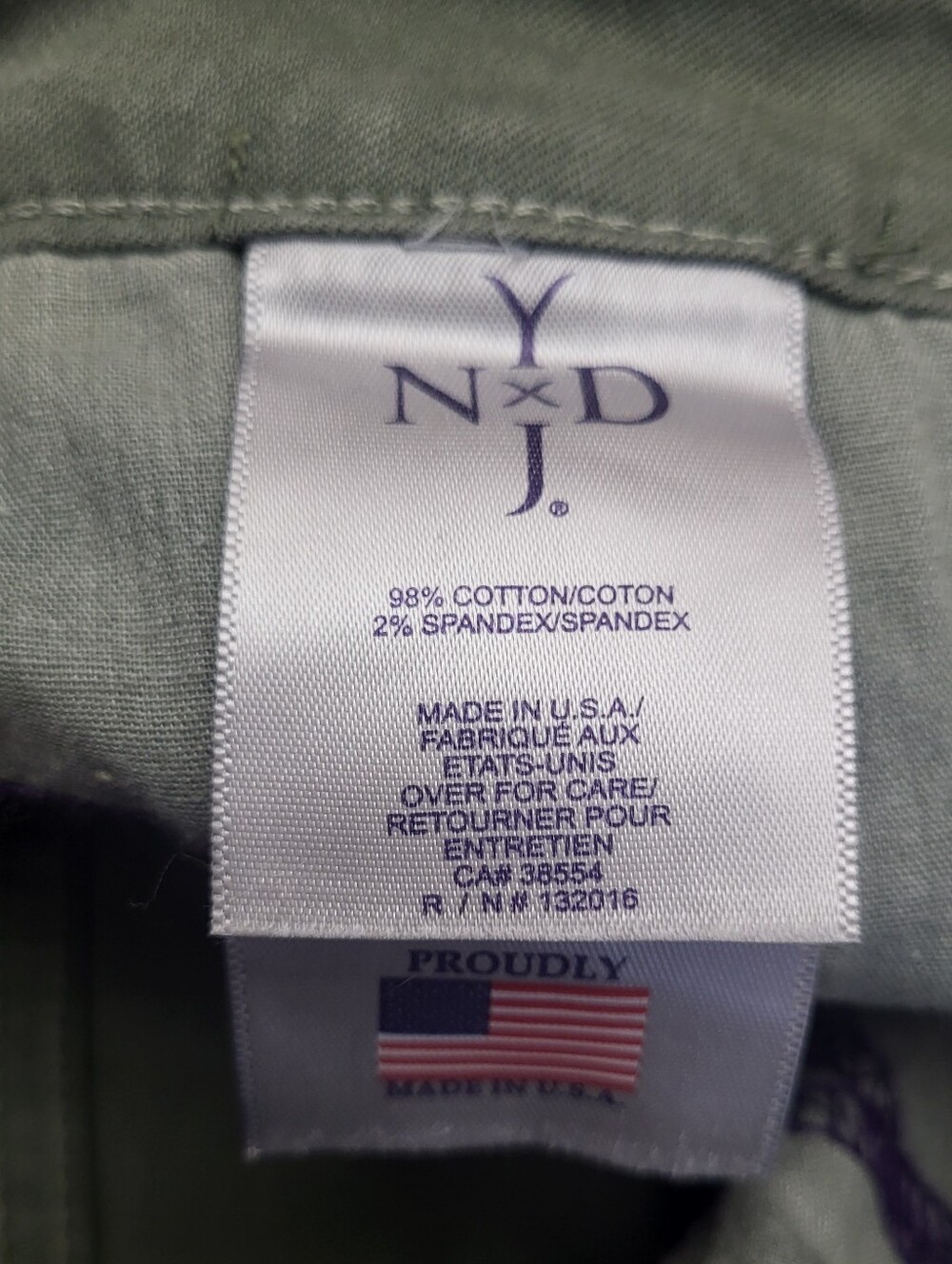 NYDJ Helen Stretch Denim Bermuda Shorts Olive Green Size 12 Petite - Picture 8 of 8